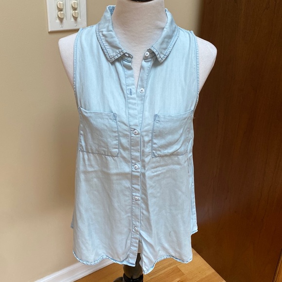 rag poet Tops - Rag Poet | denim sleeveless blouse, light blue, Sz M